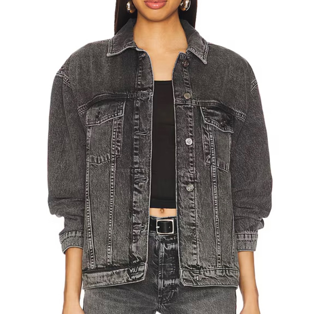 Anine Bing Grey Denim Rory Jacket Size Small